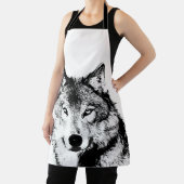 Tablier Oeuvre de Loup noir et blanc (Insitu)