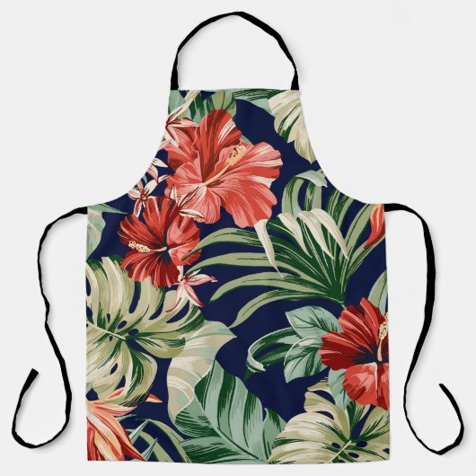 Tablier Oeuvre exotique de fleurs tropicales. (Recto)