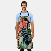 Tablier Oeuvre exotique de fleurs tropicales. (Porté)