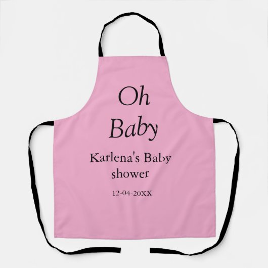 Tablier Oh bébé ajouter nom baby shower date simple minimu (Recto)