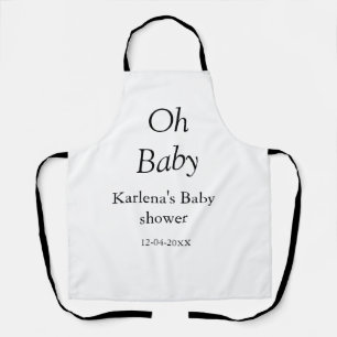 Tablier Oh bébé ajouter nom baby shower date simple minimu
