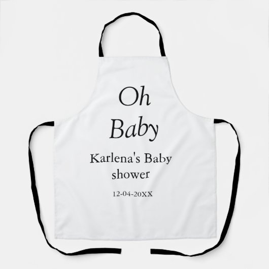 Tablier Oh bébé ajouter nom baby shower date simple minimu (Recto)
