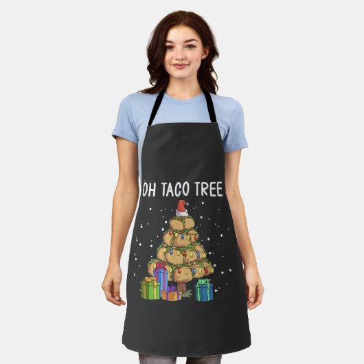 Tablier Oh Taco Tree Drôle Nourriture Mexicaine Laide Noël (Porté)
