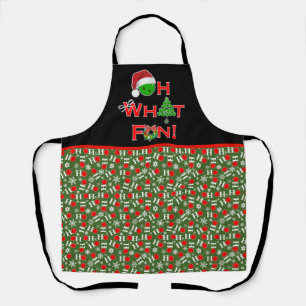 Tablier Oh What Fun Christmas Pickleball Vert et Blanc