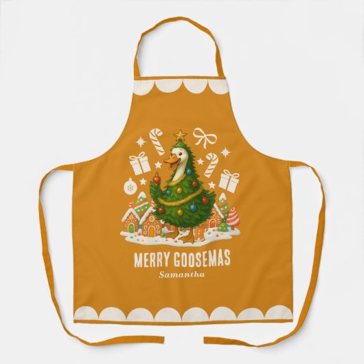 Tablier Oie de Noël Whimsical | Vacances amusantes (Recto)