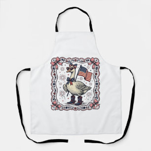 Tablier Oie patriotique gravure vintage