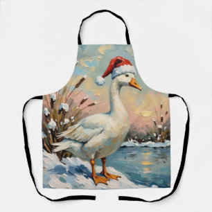 Tablier Oie vintage avec chapeau de Père Noël par Noël gel