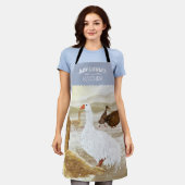 Tablier Oies de ferme nostalgique Personnalisée Bleu clair (Porté)