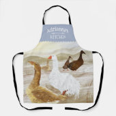 Tablier Oies de ferme nostalgique Personnalisée Bleu clair (Recto)