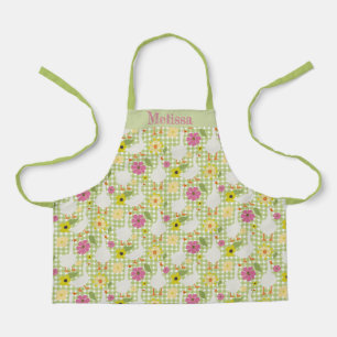 Tablier Oies mignonnes Aux Fleurs Dessinées À La Main - Gr