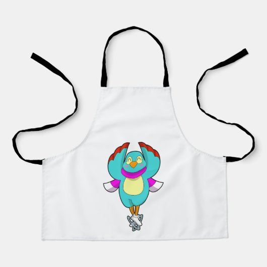 Tablier Oiseau au patinage sur glace avec patins sur glace (Recto)