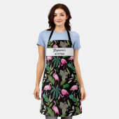 Tablier Oiseau de Flamant rose rose tropical, Ajouter un n (Porté)