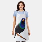 Tablier Oiseau iridescent violet et bleu (Porté)