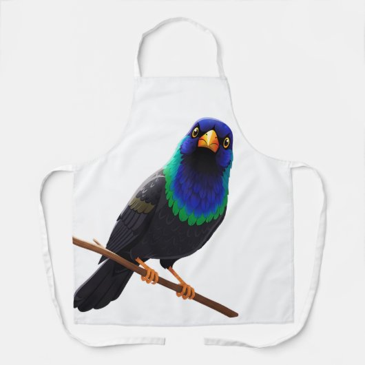 Tablier Oiseau iridescent violet et bleu (Recto)