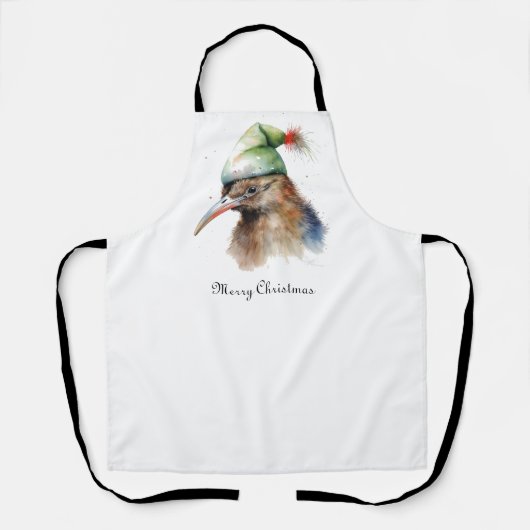 Tablier Oiseau Kiwi mignon en Casquette elfe de Noël, cout (Recto)