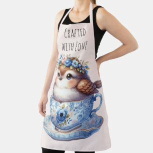 Tablier Oiseau mignon en Floral Teacup Cottagecore Art