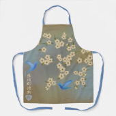 Tablier Oiseaux bleus de la fleur d'ivoire d'Asie "Cadeau (Recto)