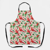 Tablier Oiseaux cardinaux rouges motifs sans joint (Recto)