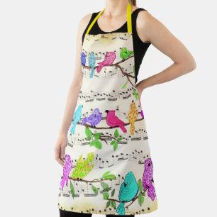 Tablier Oiseaux de musique colorés Apron Printemps Joy Mus