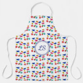 Tablier Oiseaux et fleurs printemps motif blanc (Recto)