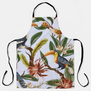 Tablier Oiseaux & Fleurs : Motif Vintage tropical.