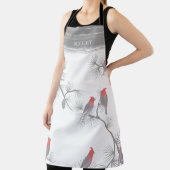 Tablier Oiseaux rouges d'hiver sur branches grises Monogra (Insitu)