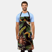 Tablier Oiseaux tropicaux : Feuilles Vintages & Fleurs (Porté)