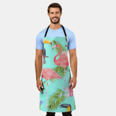 Tablier Oiseaux tropicaux : motif imperméable. (Porté)