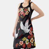 Tablier Oiseaux volants : Heron de grue japonais. (Insitu)