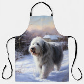 Tablier Old English Sheepdog Laisser neiger Noël (Recto)