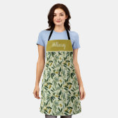 Tablier Olive Branch Monogram Name All-Over Print Apron (Porté)