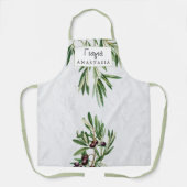 Tablier Olive Feuille grec île grecque Yiayia grand-mère (Recto)