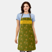 Tablier Olive Green Grandma stylish floral pattern apron (Porté)