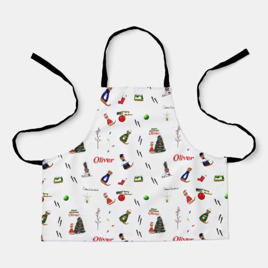 Tablier Oliver Le Motif aléatoire de Noël Otter (Recto)