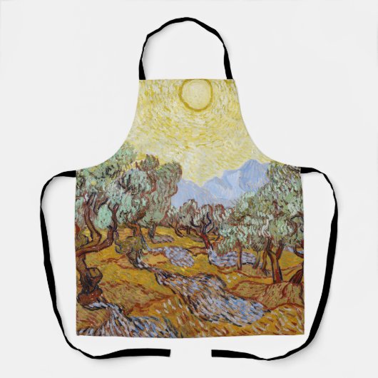 Tablier Oliviers avec ciel jaune et soleil   (Recto)