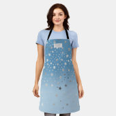 Tablier ombre bleu argent étoiles monogramme apron (Porté)