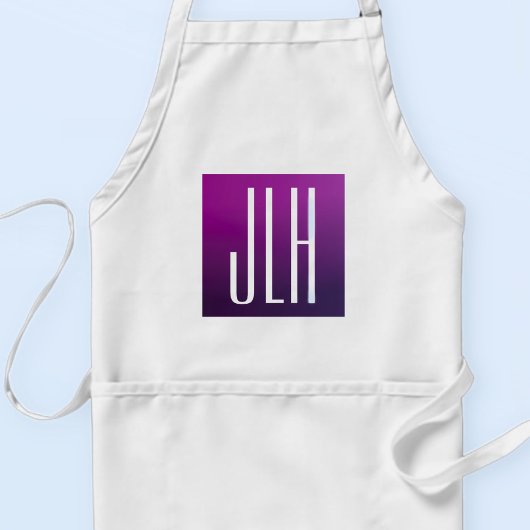 Tablier Ombre Violet & Initiales ou autre Texte Blanc