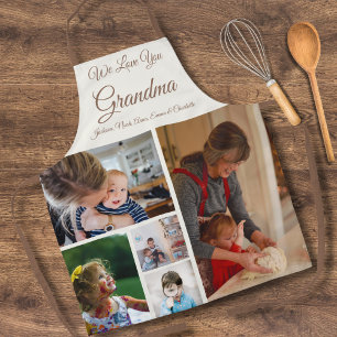 Tablier On t'aime grand-mère Photo personnalisée Hors bl