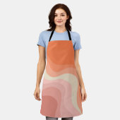 Tablier Ondes de style rétro rose et orange (Porté)