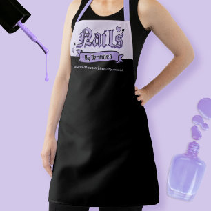 Tablier Ongles gothiques noirs et violets lettrage Salon