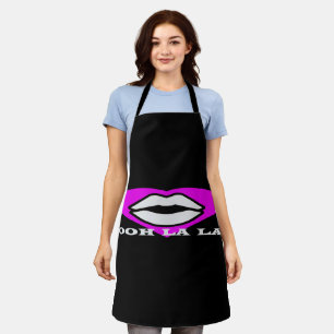 Tablier OO La La design thème de beauté rose et noir franç