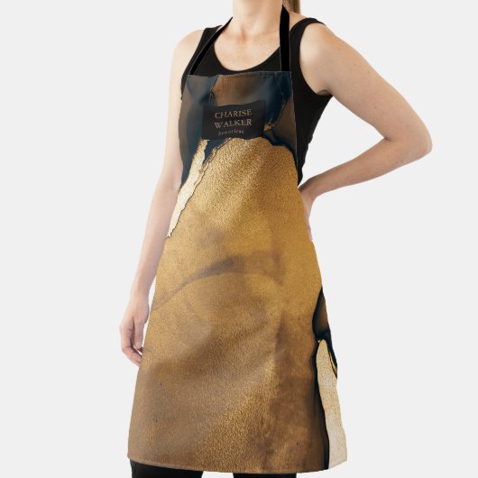 Tablier or marine encre esthéticienne salon monogramme apr (Insitu)