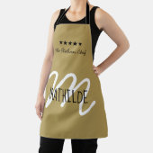 Tablier Or Monogramme de Chef Noir Moderne Nom (Insitu)