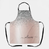 Tablier Or rose - Parties scintillant rose pâle Monogramme (Recto)