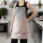 Tablier Or rose - Parties scintillant rose pâle Monogramme<br><div class="desc">Or rose - Blush rose et Argent Faux Foil Parties scintillant étincelante métallique brossé Monogramme en métal Nom Apron. Cela rend le cadeau parfait pour 16 ans,  mariage,  douche nuptiale,  anniversaire,  baby shower ou bachelorette pour quelqu'un qui aime le luxe glam et les styles chic.</div>