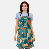 Tablier Orange and Teal Geometric Abstract (Porté)