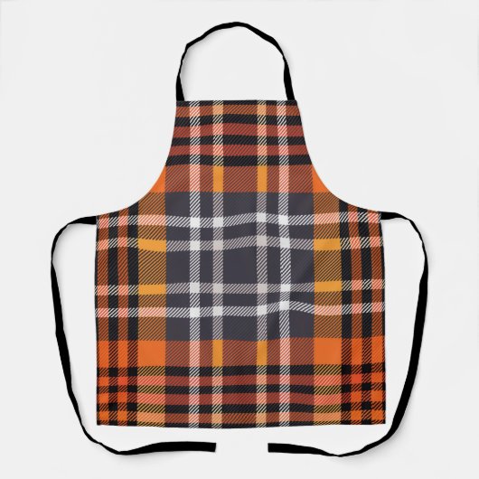 Tablier Orange Automne Halloween Thanksgiving Plaid (Recto)