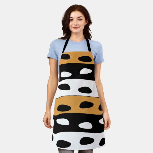 Tablier Orange Black White Stripes (Porté)