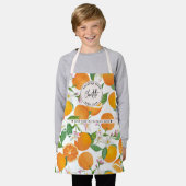 Tablier Orange Citrus Motif Aquarelle Enfants Nom (Porté)