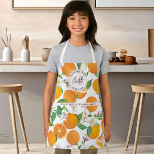 Tablier Orange Citrus Motif Aquarelle Enfants Nom